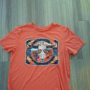 Dave Brisby Rock n Roll Denim Orange Pow Wow T shirt; Size large: Free Shipping!